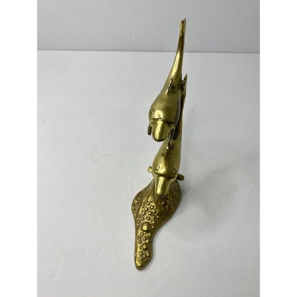 Brass Dolphin Figurine Swimming Ocean Nautical Beach‎ Decor 6” Vintage - Picture 2 of 11